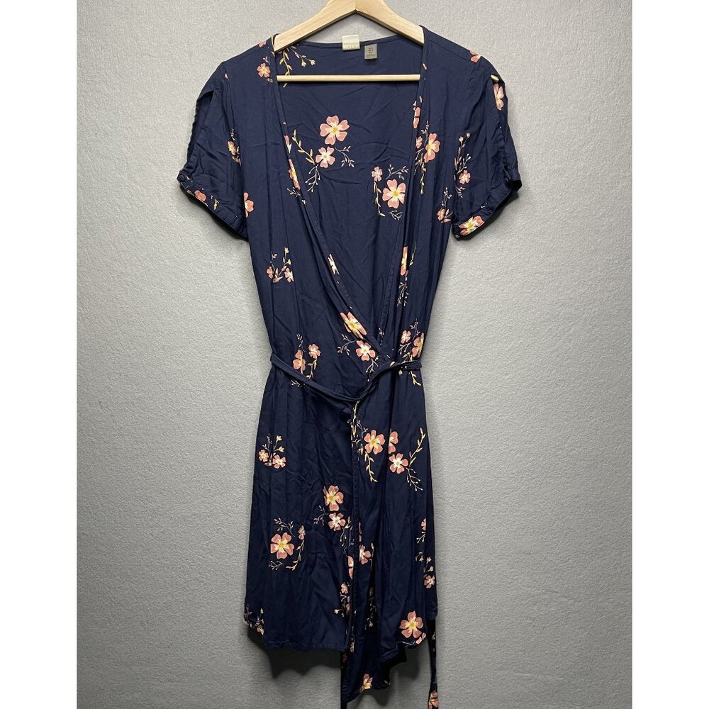 Roxy Womens Floral Kimono Robe Cardigan With Tie Waist EU M US 8 Navy Pink